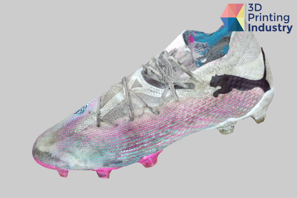 Football boot texture mapped scan result. Image by 3D Printing Industry.