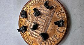 Micro-scale 3D printed parts for the medical device. Photo via Nano Dimension.