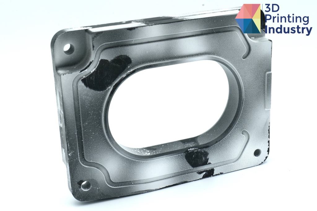 Motorcycle air box lid scan result and 3D printed part. Photo and image by 3D Printing Industry.