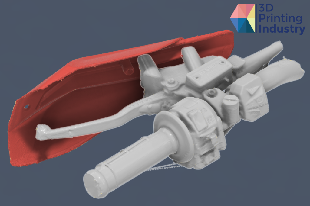Motorcycle handlebar assembly scans and measurements. Photos and images by 3D Printing Industry.