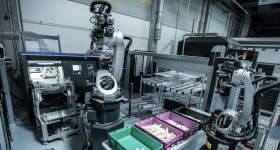A section of the POLYLINE project with automated systems of Grenzebach, DyeMansion and EOS, located at the Additive Manufacturing Campus of BMW. Photo via DyeMansion.